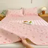 Modelo Nuevo de Verano Grado A Seda de Hielo Látex Esterilla Refrigerante Juego de Tres Piezas, Lavable a Máquina Esterilla Refrigerante para Estudiantes, Sábana de Seda de Hielo, Colchón, Esterilla de Paja