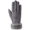 Luvas Quentes Femininas Inverno N915 Luvas de Camurça Boca de Pelo Outdoor Ciclismo Tela Sensível ao Toque Forradas com Lã Espessadas Fábrica Atacado