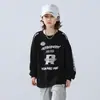 Moletom Camiseta Infantil Masculino Primavera e Outono Estilo Streetwear Tendência 2025 Nova Roupa Infantil Roupa de Outono Crianças Maiores Camiseta Básica de Outono Camiseta Tendência