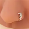 Europa y Estados Unidos personalidad transfronteriza sin perforación U-shaped nose nail cobre microincrustación circonita AB nariz estilo europeo y americano joyería clavo de nariz perforado