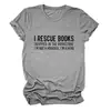 Rescato Libros Amazon Ebay Sitio Independiente Casual Simple Cómoda Camiseta de Manga Corta con Cuello Redondo para Mujer