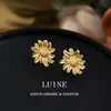 Pendientes Casuales, Modernos y de Alta Gama con Flor de Margarita Estilo Mid-Century, Femeninos de Nuevo Estilo, Pendientes Retro Literarios de Girasol