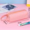 Estojo de Lápis Grande Capacidade Portátil de Tecido Oxford Zíper Duplo Simples Bolsa de Material Escolar para Aluno do Ensino Fundamental Papelaria de Alto Valor