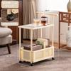 Carrito Móvil Retro, Mesa Lateral para Sofá de Sala de Estar, Mesa de Café Pequeña Multifuncional, Estante de Almacenamiento Simple, Mesa de Esquina, Mesa Lateral Pequeña