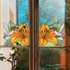 Cbccht106 Adesivo de Vidro para Canto de Janela Floral e de Pássaros Transfronteiriço, Adesivo Colorido Dupla Face Ultra-Transparente Adesivo de Flor para Canto de Vidro Decorativo