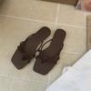 Sandalias Planas de Verano para Mujer Vela Corea del Sur Estilo Ins Cuadradas con Clip en la Puntera Estilo Francés Suela Suave Sandalias de Playa