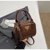 Bolsa Nova de Inverno Vintage para Bowling Feminina Bolsa de Mão de Couro com Textura de Cera de Óleo Bolsa Transversal tipo Almofada