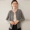 Cárdigan de Cachemir con Cuello Redondo para Mujer Delgado de Cachemir de Cabra Raglán Color Sólido Holgado Cómodo Versátil Temperamento Moda Prendas de Punto Ropa de Abrigo