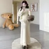 Conjunto de Suéter de Tricô e Saia de Tricô Moda Outono Inverno Novo Estilo Solto Temperamento Doce Laço Tamanho Grande para Gestantes