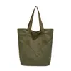 Bolsa de mano de lona lavada informal de color sólido transfronteriza con asa de cincha reforzada gran capacidad para mujer, bandolera simple para el día a día