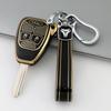 Modelo de 3 botones Adecuado para llave de coche recta Chrysler 300C Jeep Wrangler Funda con hebilla Borde dorado de TPU