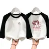 Camiseta de Manga Larga con Retazos para Niña, Capa Base DeRong Ropa de Otoño 2026 Nuevo Top Térmico Interior para Niños Otoño/Invierno