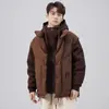 Nueva Chaqueta de Invierno de Dos Piezas Falsas Cosidas para Hombre, Estilo Coreano Marca de Moda Abrigo con Capucha de Plumón de Pato Blanco, Top de Plumón Cálido