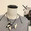 Ins Lindo Dibujo Animado Cachorro Oso Collar Largo de Halter Accesorios de Decoración para Exteriores con Clip para Mujer