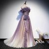 Vestido de Noche Morado de un Hombro Nuevo Estilo Otoño e Invierno 2026 Elegante Largo para Mujer Estilo Hada Vestido de Pasarela para Banquete