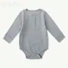 Enterizo para Bebé Seleccionado Cuidadosamente Primavera y Otoño Simple Morandi de Manga Larga Triángulo Mono Color Sólido Algodón Ropa de Casa Pijama
