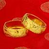 Joyería de Jade para Boda Nupcial, Pulsera Gruesa de Tres Oros de Oro Genuino con Patrón de Dragón y Fénix, Oro de Arena de Cobre de Imitación, Pulsera Versátil de Lujo Ligero