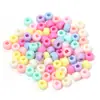 Cuentas acrílicas de color sólido con agujeros grandes, cuentas de cubo de color macarrón, cadena para teléfono móvil, collar, cuentas sueltas, accesorios de joyería