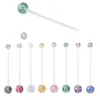 Clavo de Ombligo de Caña Suave Transfronterizo Europeo y Americano Bola de Arcilla Suave Diamante Doble Uña de Ombligo de Acrílico Mujeres Embarazadas Joyería de Piercing UV Anillo de Ombligo