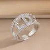 Anillo Exquisito Super Brillante de Circonita para Niñas, Lujo Accesible y Anillo de Apertura Ajustable de Gama Alta, Baño de Oro Real Simple