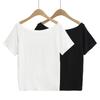 2506-25 Primavera Nuevo Estilo Americano Holgado Perezoso Vacaciones Casual Diseño de un Hombro Camiseta de Manga Corta