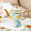 Juego de 14 Piezas de Tazas de Cerámica Chapadas en Oro Estilo Europeo para Té y Café, Decoración de Lujo para el Hogar para el Té de la Tarde Inglés en la Sala de Estar