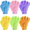 Guantes de baño de nailon de cinco dedos, toalla de baño para niños, toalla de baño de burbujas colorida, exfoliante de espalda sin frotar, venta al por mayor del fabricante