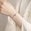 Yuebao Jewelry Pulsera de Plata de Ley S925 Chapada en Oro Blanco Perla de Agua Dulce Amatista Calabaza Diseño de Gama Alta Pulsera