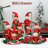 Decorações de Natal Boneco Elfo de Pernas Longas Tecido Vermelho e Verde Boneco Elfo Palhaço Masculino e Feminino Estátua Enfeites