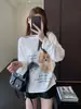 Camiseta Estilo Coreano Fashionável Juvenil Desenho Letra Preguiçoso Slim Fit Manga Longa para Mulheres, Novo Modelo Primavera/Verão H032208