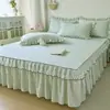 Faldón de cama estilo princesa, ultra suave, oculta el dobladillo, juego de sábanas de tres o cuatro piezas, algodón puro lavable, apto para todas las estaciones