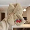 Cachecol de pelo macio versão coreana estilo japonês outono e inverno ins cachecol de pelúcia para menina imitação de pelo de coelho rex grosso cruzado