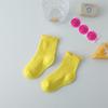 Calcetines para Niños con Bordes Fruncidos, Algodón Peinado, Calcetines Cortos Lisos para Bebé, Calcetines para Niñas al por Mayor, Calcetines de Encaje Color Caramelo, Estilo Delgado de Verano