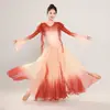 Traje de Danza Clásica para Mujer, Conjunto de Práctica de Gasa, Atuendo Elegante de Presentación, Conjunto de Rima Corporal de Danza, Falda de Gran Oscilación, Vestido en Capas Degradado