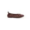 Estilo da Mãe Uva Flats Super Macios de Pele de Cordeiro Femininos Elásticos Franzidos Sapatos de Rolo de Ovo Fundo Plano Bico Redondo Laço Sapatilhas
