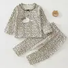 Ropa infantil Anyang, conjunto de bebé de algodón puro, atuendo de dos piezas para otoño e invierno, top y pantalón separados para bebés e infantes, adecuado para primavera, otoño e invierno