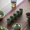 Taza de Té Recta de Celadón del Horno Yue Taza de Cerámica Individual Taza de Maestro Taza Individual Taza para Cata de Té Casera Juego de Té Kung Fu Taza de Té