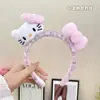 Faixa de Cabeça de Pelúcia Gatinho com Laço Estampa de Leopardo Feminina Desenho Animado Rosto Fofo Especial para Lavar o Rosto Grampo de Cabelo para Maquiagem Adorno de Cabeça