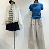 Pantalones Casuales de Pierna Ancha con Cintura Elástica y Cordón para Mujer, de Primavera, de Cintura Alta, Adelgazantes, Corte Relajado, Ajustables, Jogger, de Algodón, Largos