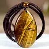 Joyería Vintage Europea y Americana Colgante de Piedra Ojo de Tigre Collar de Ágata en Forma de Lágrima Cadena Larga para Suéter de Mujer Colgante Transfronterizo Venta al por Mayor