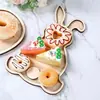 Bandeja Decorativa de Madera con Conejo Temática de Pascua Transfronteriza Bandeja para Ensalada, Pastel, Galletas Plato de Madera