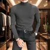 Camiseta Masculina de Veludo Alemão Dupla Face Outono e Inverno Gola Alta Meia Manga Camiseta Básica Top de Manga Comprida Estilo Coreano Slim Tendência Roupa de Baixo Ins