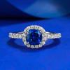 Anillo de compromiso sencillo de plata S925 para mujer, de imitación azul real, cuadrado ancho de 6x6 mm, joyería de oro Longlong