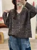 Otoño Invierno 2026 Nuevo Transfronterizo Hilo de Algodón Retro Holgado Cuello en V Hilo Floral Suéter de Punto Versátil Casual Prendas de Punto Pulóver Mujer