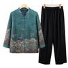 Vovó Vestido Outono Novo Guofeng Casaco Mãe de Meia-idade e Idosa Flor Collar Top Velha Mulher Outono Vestido Cardigan Mulheres