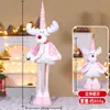 Novos Enfeites de Natal Rosa Retrátil Boneca Tricô Velho Boneco de Neve Rena Boneca de Pernas Longas Decorações de Natal