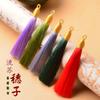 Tapa de hilo dorado de 9 cm tejida a mano Borla Nudo Chino Abanico pequeño con pinchos Sachet Colgante para coche Accesorios de joyería pincho colgante