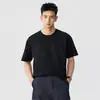 Camiseta de Manga Corta con Bordado de Letras Estilo High Street para Hombre, Tendencia Verano 2026 Nuevo Estilo, Talla Grande Holgada de Media Manga, Negro