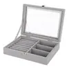 Caja Pequeña de Terciopelo Gris para Joyería Caja de Almacenamiento para Anillos Pendientes Collares Caja para Adornos a Prueba de Polvo Bandeja de Exhibición