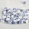 Cuentas cuadradas de cerámica de porcelana azul y blanca para manualidades, cadena tejida con cordón rojo para teléfono móvil, pulsera, collar, accesorios de joyería DIY